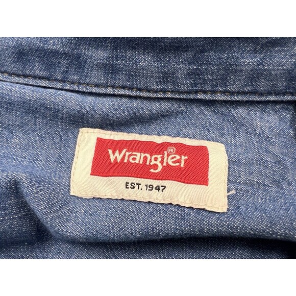 Wrangler Denim Shirt Mens 3XL Large Blue Cowboy Western Rodeo Ranch Horse - Picture 8 of 10